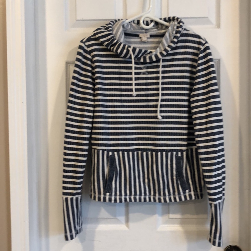 J. Crew Hooded Striped Sweatshirt Sz L